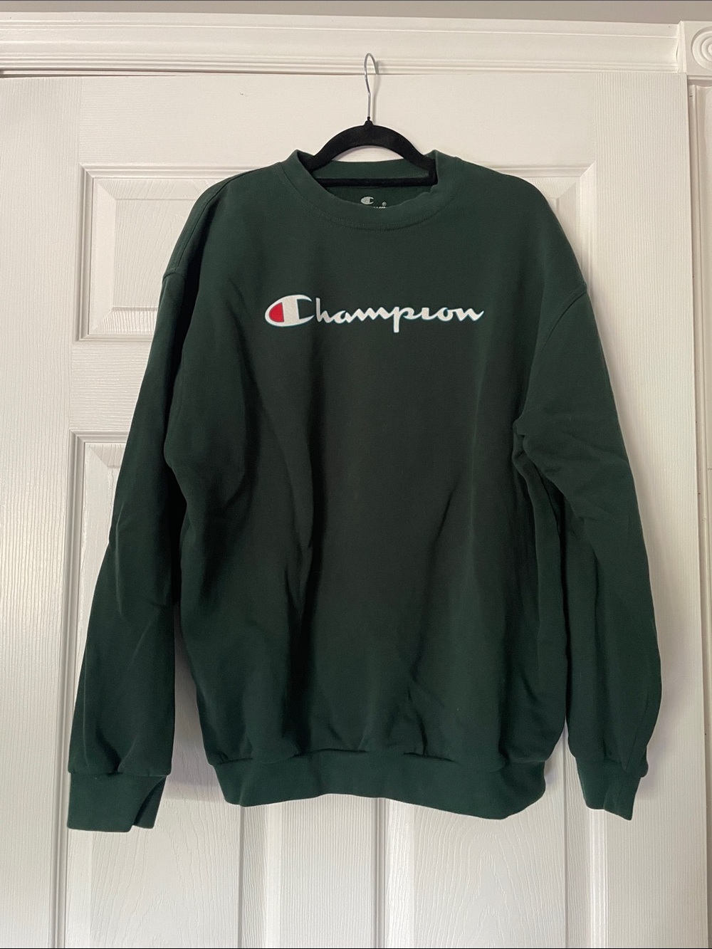 Champion Forest Green Script Logo Crewneck Sweatshirt